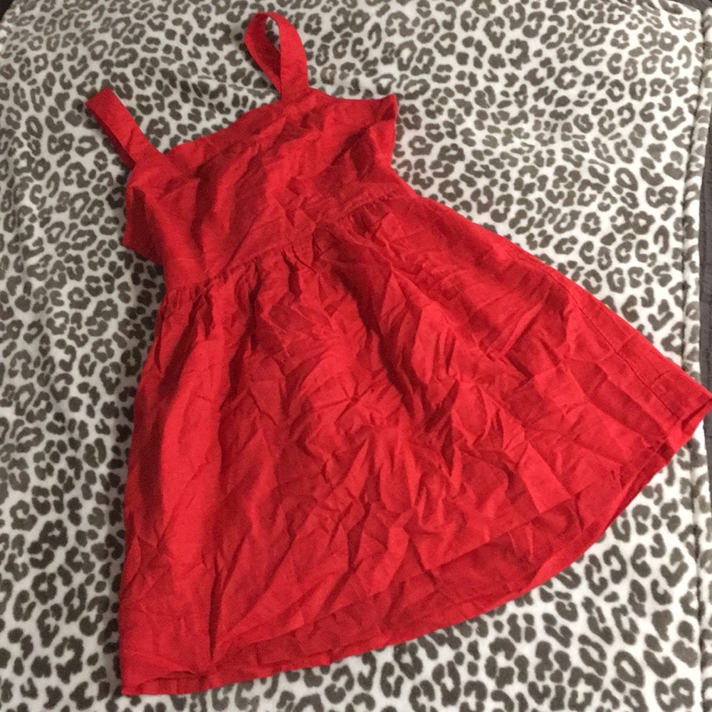 NWT JCREW RED LINEN APRON DRESS